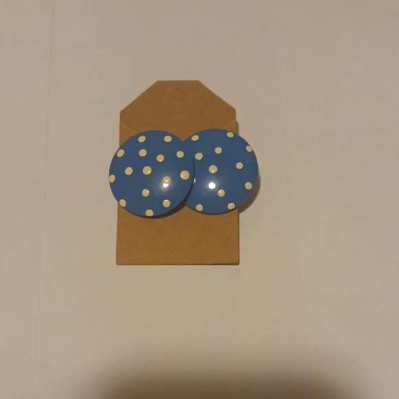 Jewelry - Vintage Blue Polka Dot Earrings